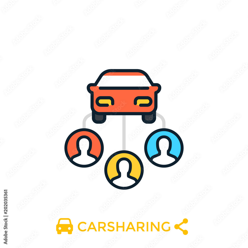 carsharing icon on white, vector carsharing icon on white, vector