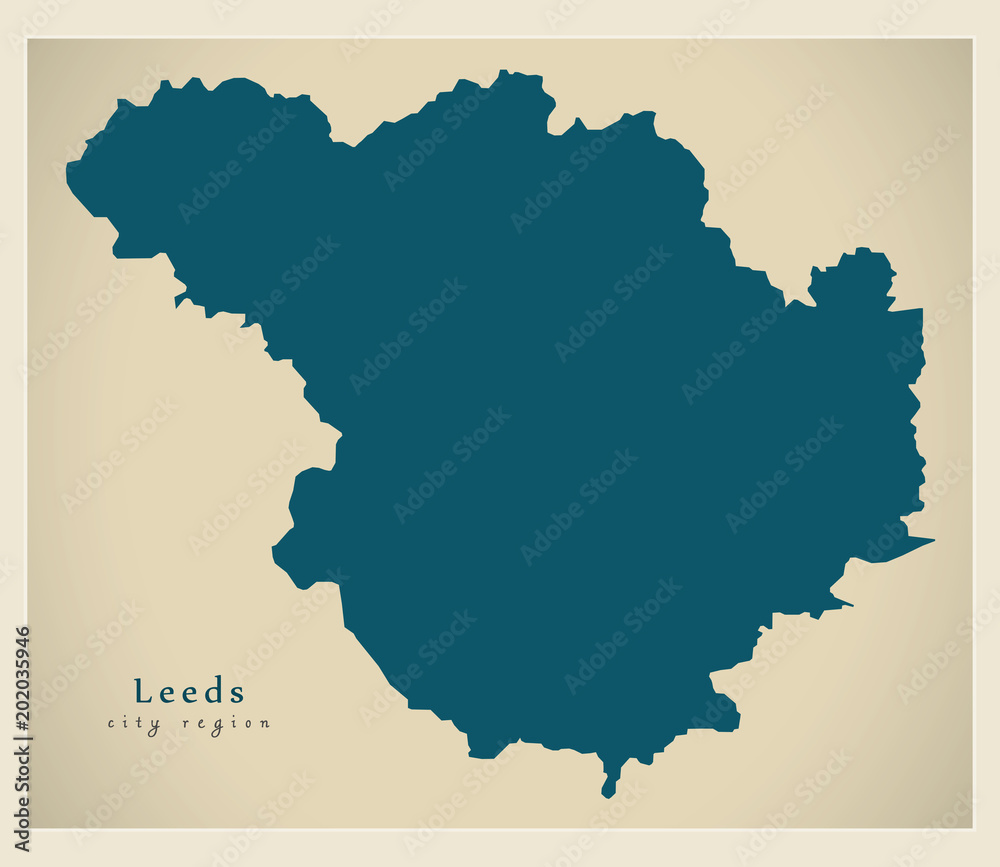 Modern City Map - Leeds city of England UK