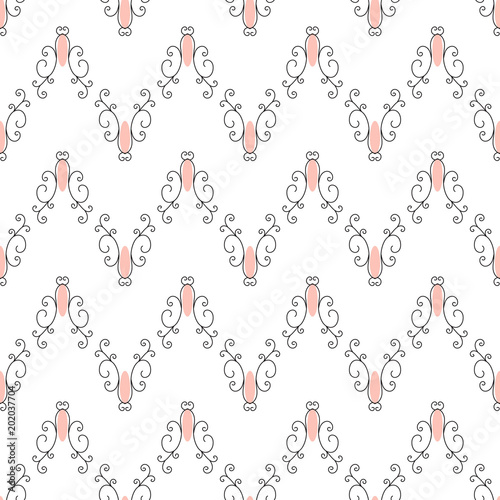 Seamless pattern of swirl ornament. Seamless abstract floral pattern.