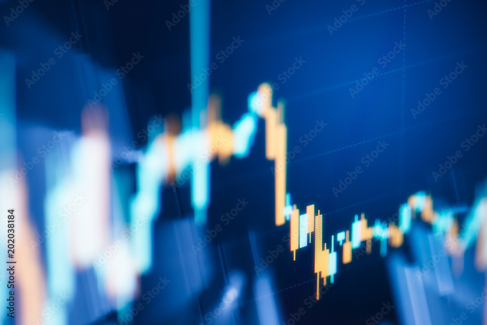 Business candlestick graph chart of stock market investment trading. Financial chart with up trend line graph. Business candlestick graph chart of stock market investment trading. Financial chart with up trend line graph.