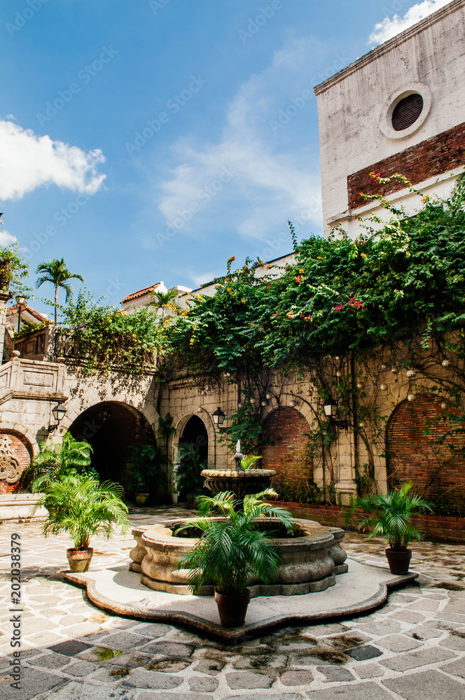 Spanish Colonial house fountain in Casa Manila, Philippines