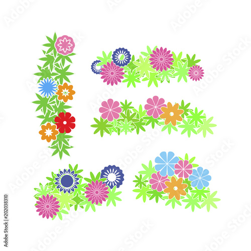 Elegant flower arrangement with flowers and leaves. Design invitations  wedding or greeting cards. Vector Beautiful wreath.