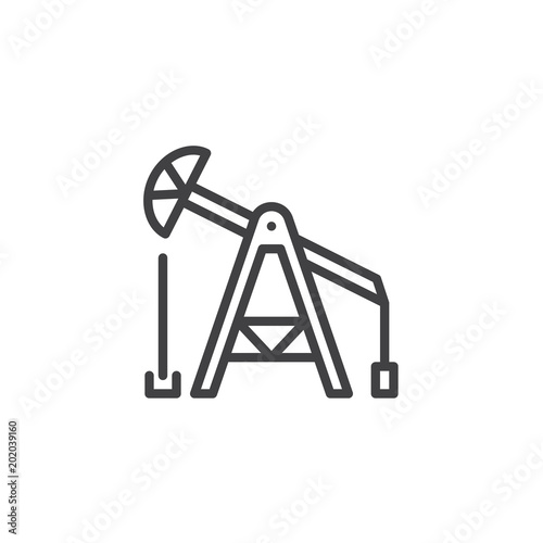 Oil pump outline icon. linear style sign for mobile concept and web design. Oil derrick simple line vector icon. Symbol, logo illustration. Pixel perfect vector graphics