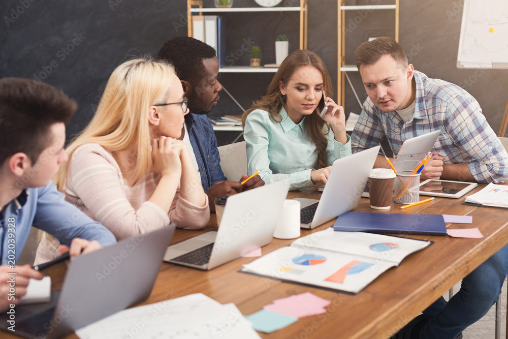 Fototapeta premium Programmers working in software developing company