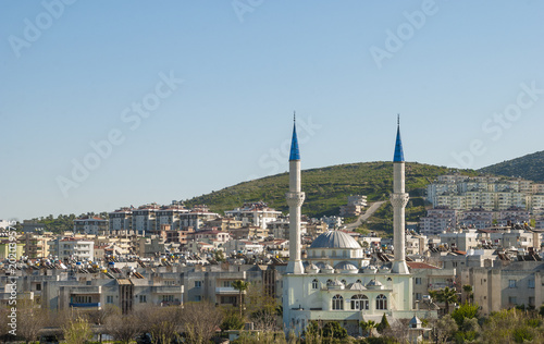 Milas, provinces of Mugla, Turkey -March 18, 2014:View of the mosque with minarets in the city of  Milas,Mugla provinces. photo