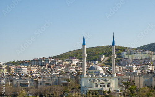 Milas, provinces of Mugla, Turkey -March 18, 2014:View of the mosque with minarets in the city of  Milas,Mugla provinces.