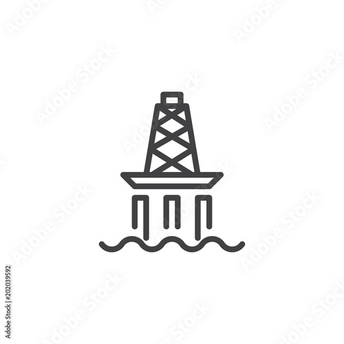 Gas offshore platform outline icon. linear style sign for mobile concept and web design. Oil rig simple line vector icon. Symbol, logo illustration. Pixel perfect vector graphics