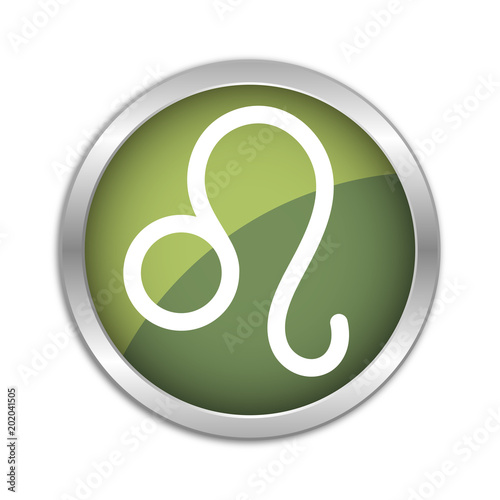 Button Set - dunkelgrün mit silbernem Ring - Sternzeichen Löwe