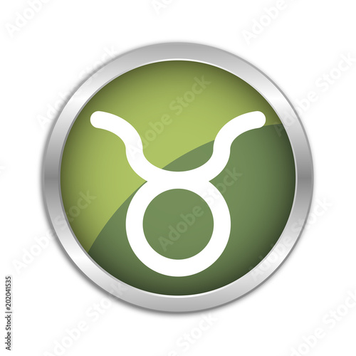 Button Set - dunkelgrün mit silbernem Ring - Sternzeichen Stier