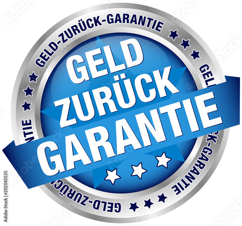 Button Banner "Geld-zurück-Garantie" blau/silber