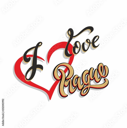 I love Prague . Lettering.Travel. The design concept for the tourism industry. Vector illustration.