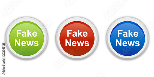 rundes Button Set grün rot blau - Fake News