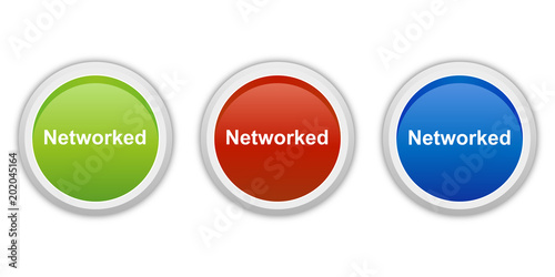 rundes Button Set grün rot blau - Networked