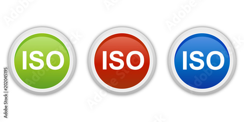 rundes Button Set grün rot blau - ISO