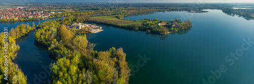 Luftbild Silbersee und Altrheinarm bei Worms  photo