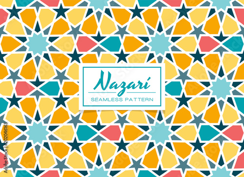Colorful arabic mosaic design. EPS 10 seamless pattern. Tile pattern, perfect for backgrounds, wallpapers, fabric, wrapping paper, poster and brochure designs. Vector illustration.