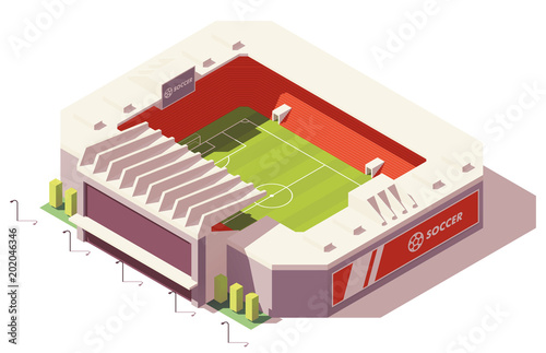 Vector isometric low poly soccer stadium