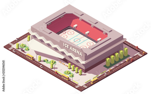 Vector isometric low poly ice hockey rink