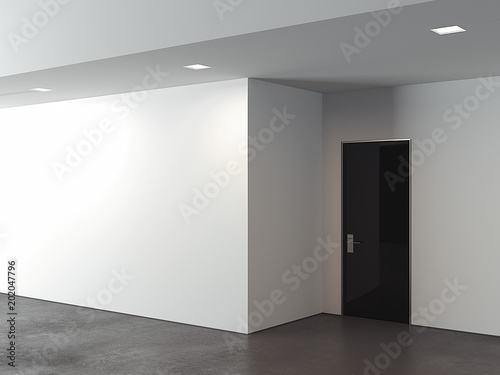 Modern bright room with white walls  3d rendering