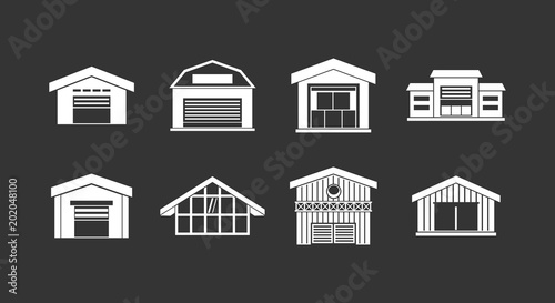 Warehouse icon set vector white isolated on grey background 