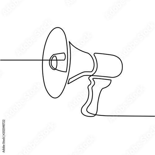 Continues line drawing of megaphone icon. social media marketing concept.