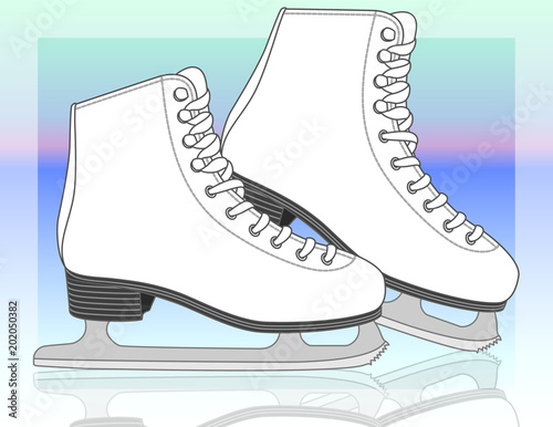 figure skates, women's with abstract background