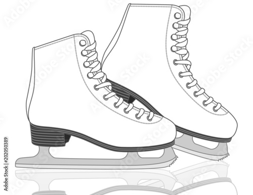 figure skates, women's isolated on a white background