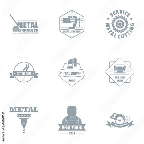 Metal service logo set. Simple set of 9 metal service vector logo for web isolated on white background photo