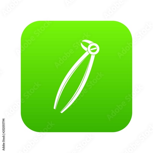 Tooth dentist forceps icon digital green for any design isolated on white vector illustration