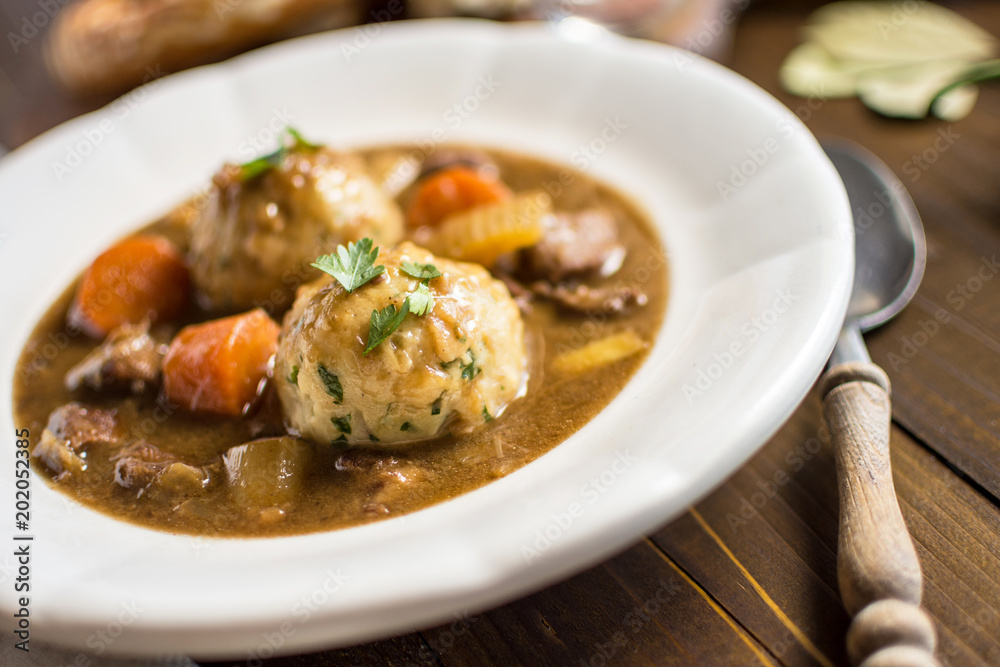 Scandinavian Venison Hunters Stew with Bacon and Onion Dumplings Scandinavian Venison Hunters Stew with Bacon and Onion Dumplings