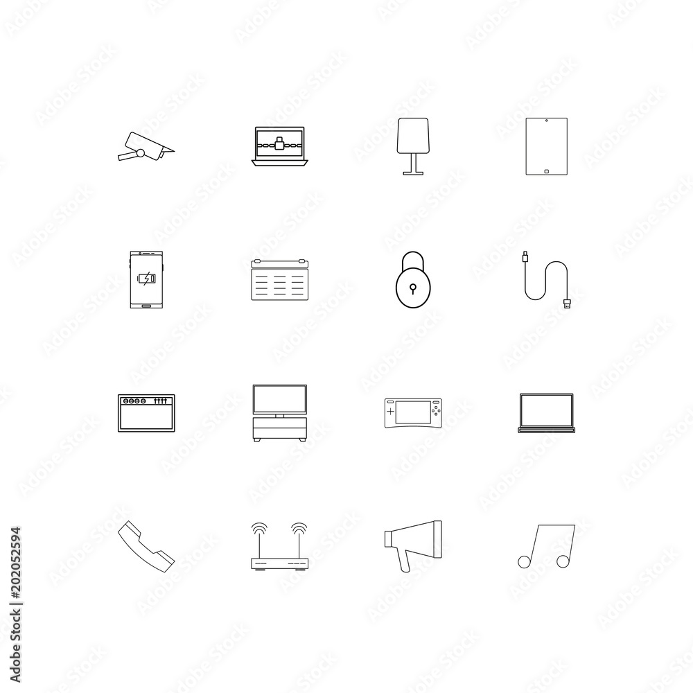 Devices simple linear icons set. Outlined vector icons Devices simple linear icons set. Outlined vector icons