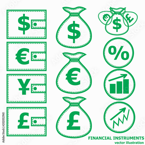 Financial Symbols. Vector illustration.