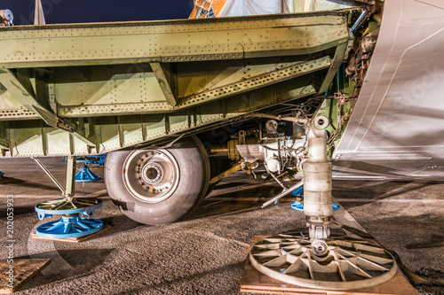 Front ramp of heavy cargo air plane photo
