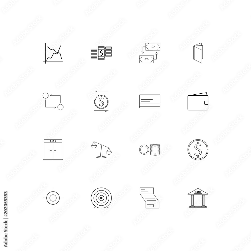 Banking, Finance And Money simple linear icons set. Outlined vector icons Banking, Finance And Money simple linear icons set. Outlined vector icons