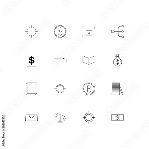 Banking, Finance And Money simple linear icons set. Outlined vector icons