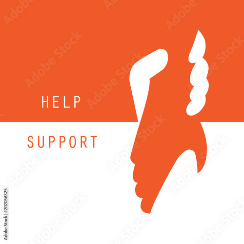 Help and support hands holding together vector graphic design background