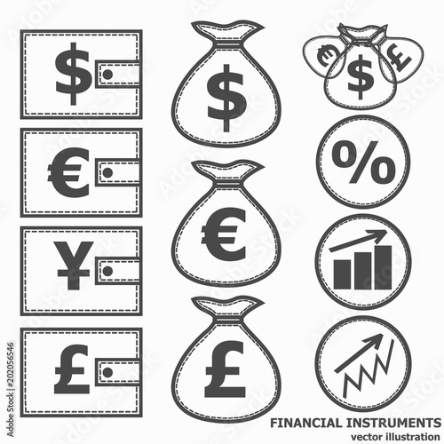 Financial Symbols. Vector illustration.