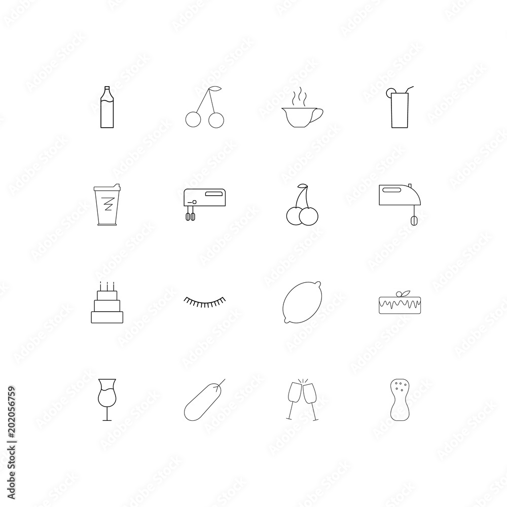 Food And Drink simple linear icons set. Outlined vector icons Food And Drink simple linear icons set. Outlined vector icons
