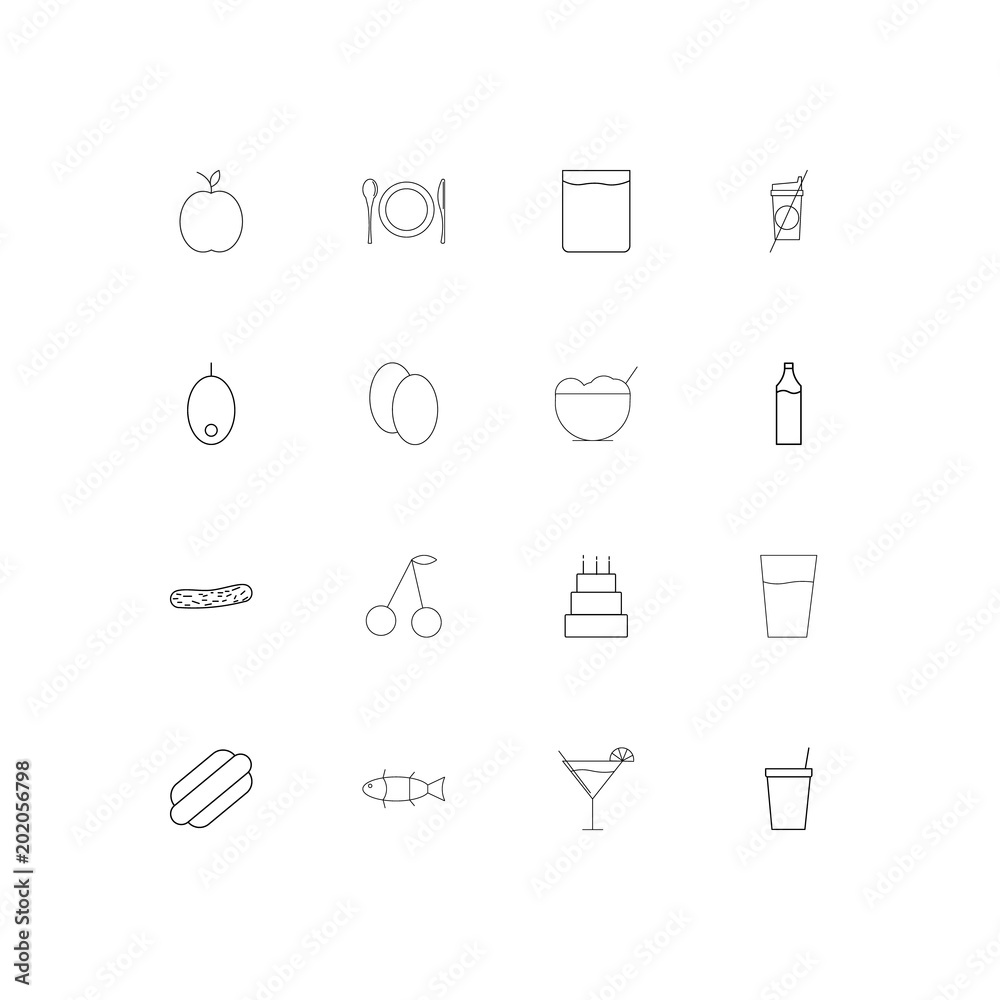 Food And Drink simple linear icons set. Outlined vector icons Food And Drink simple linear icons set. Outlined vector icons