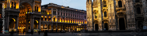Cathedral of Milan, Italy at sunrise - famous landmark in the city