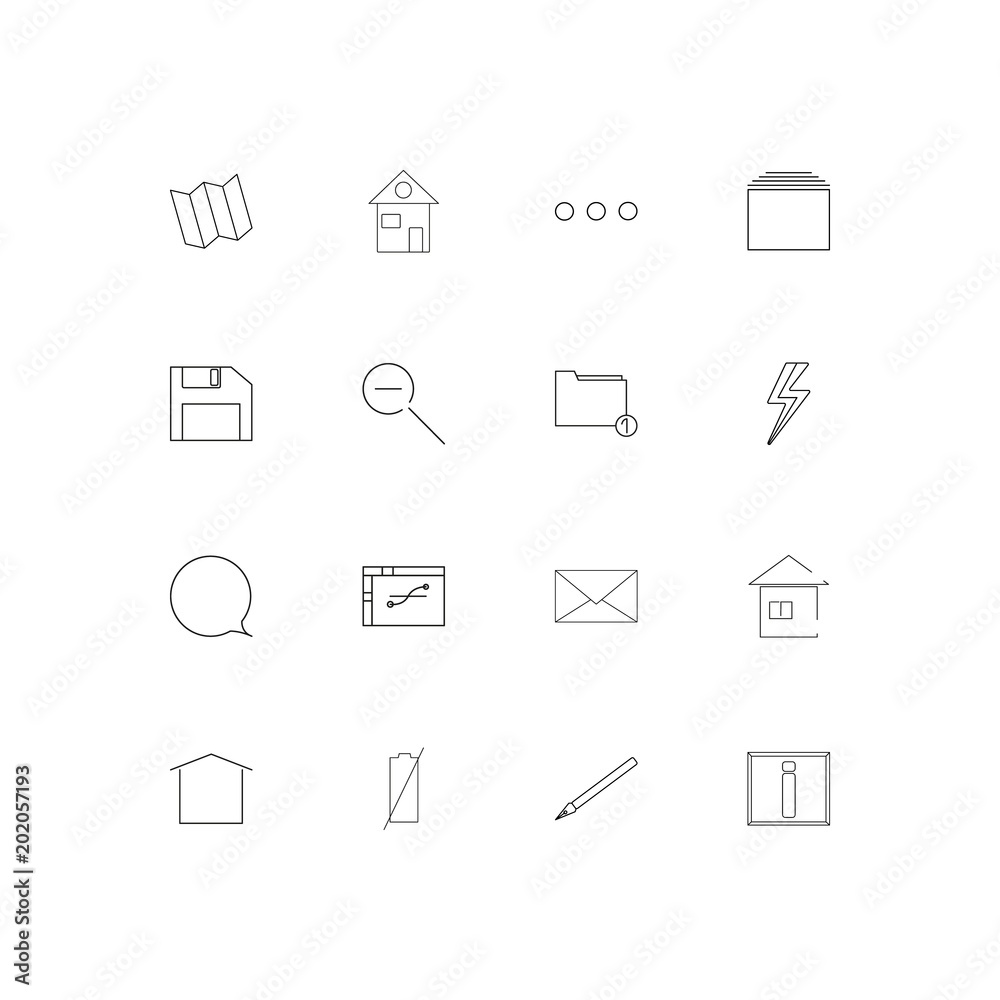 Interface simple linear icons set. Outlined vector icons