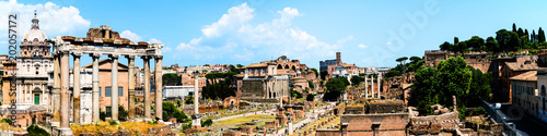 Photography Aerial view of Roman forum in Rome, Italy during the hot sunny day