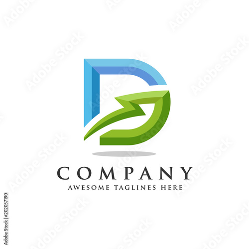 Free Download Letter D lightning logo icon design template elements, flash letter D logo vector, strong letter D logo - GFXLoad