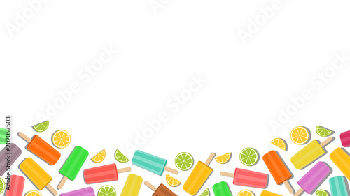 Colorful ice cream or popsicle with copy space for text. Vector illustration in flat style design