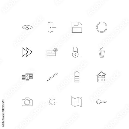 Interface simple linear icons set. Outlined vector icons © Birgul