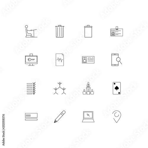 Office simple linear icons set. Outlined vector icons