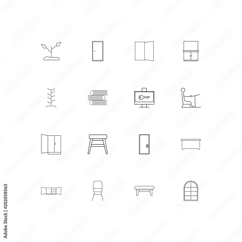 Furniture simple linear icons set. Outlined vector icons Furniture simple linear icons set. Outlined vector icons
