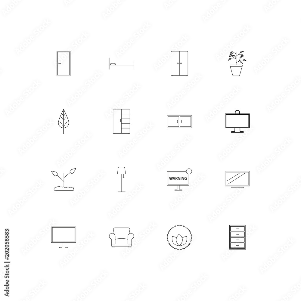 Furniture simple linear icons set. Outlined vector icons Furniture simple linear icons set. Outlined vector icons