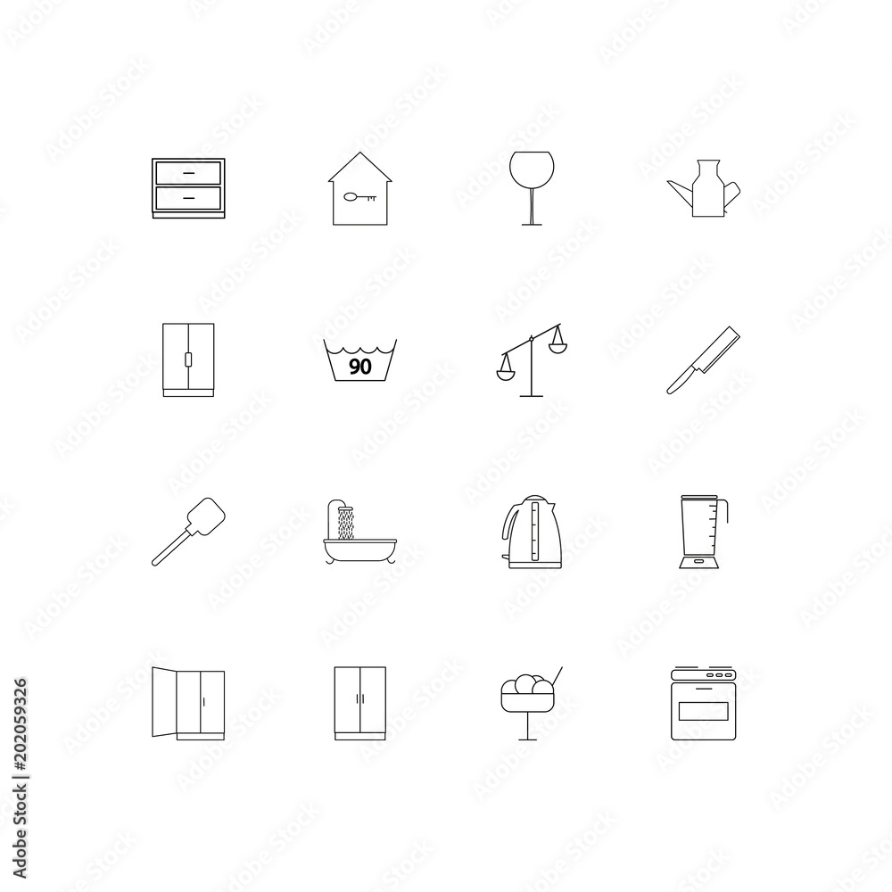 Home Appliances And Equipment simple linear icons set. Outlined vector icons Home Appliances And Equipment simple linear icons set. Outlined vector icons