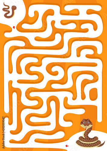Help snake find the son. Maze game for kids